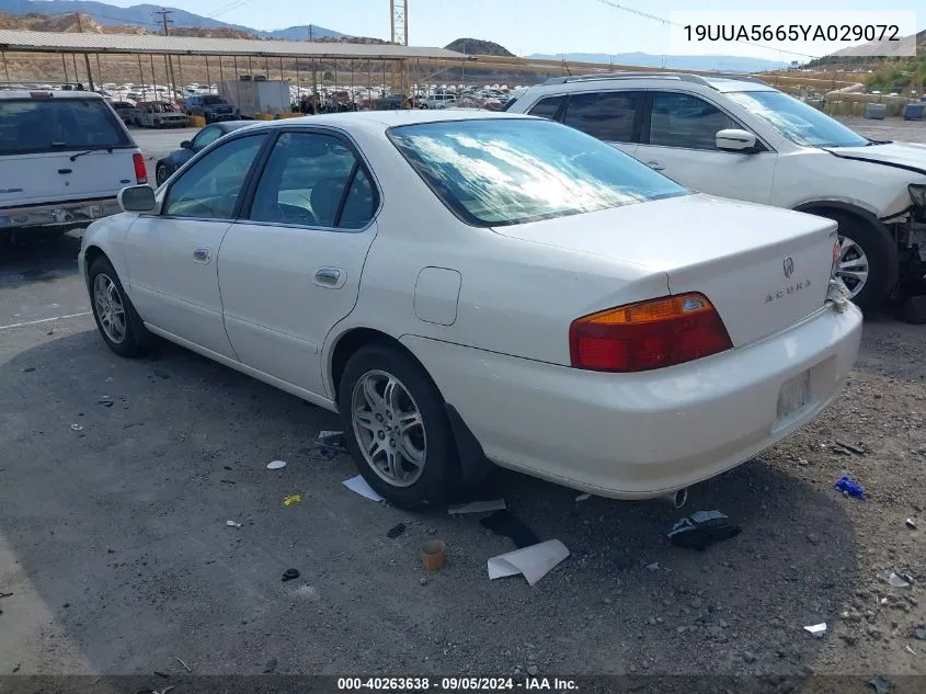 2000 Acura Tl 3.2 VIN: 19UUA5665YA029072 Lot: 40263638