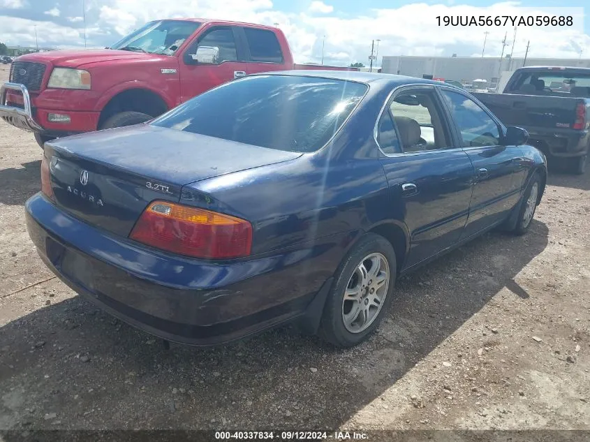 2000 Acura Tl 3.2 VIN: 19UUA5667YA059688 Lot: 40337834