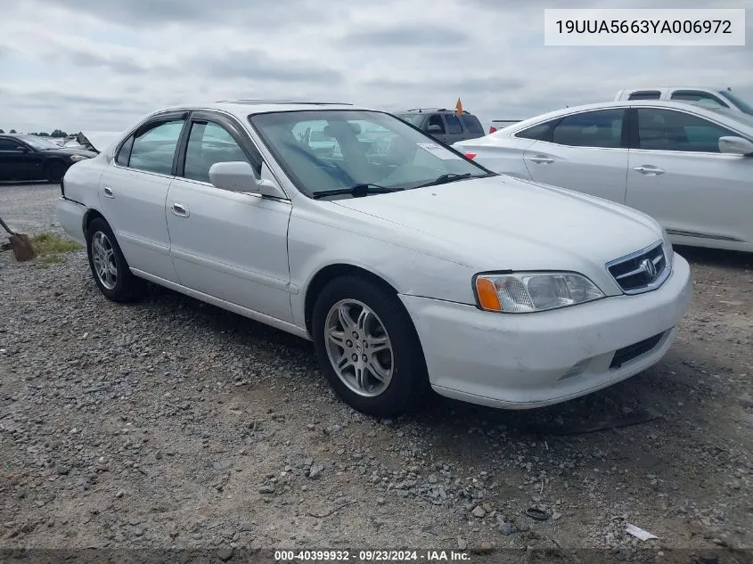 2000 Acura Tl 3.2 VIN: 19UUA5663YA006972 Lot: 40399932