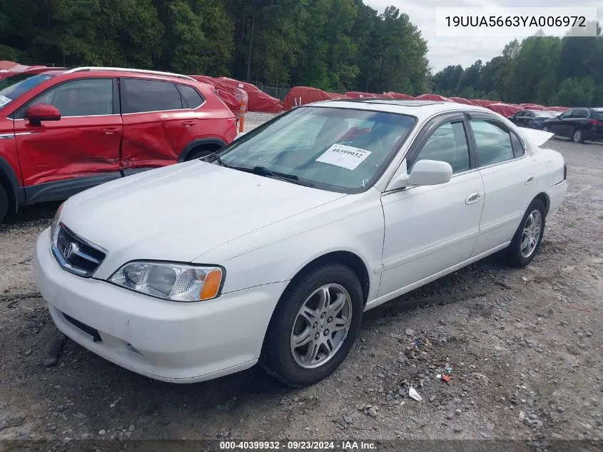 2000 Acura Tl 3.2 VIN: 19UUA5663YA006972 Lot: 40399932