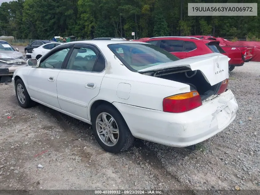 2000 Acura Tl 3.2 VIN: 19UUA5663YA006972 Lot: 40399932