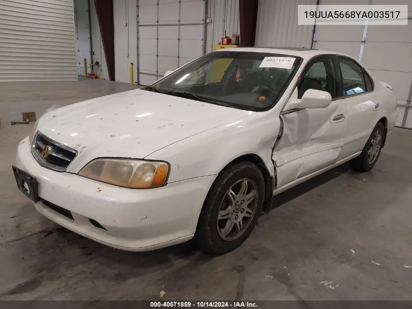 2000 Acura Tl 3.2 VIN: 19UUA5668YA003517 Lot: 40571859