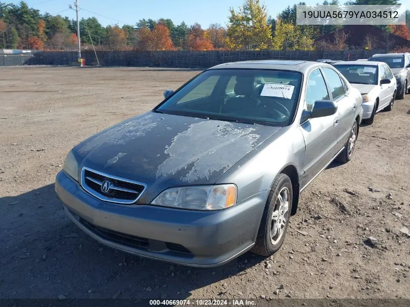 2000 Acura Tl 3.2 VIN: 19UUA5679YA034512 Lot: 40669074