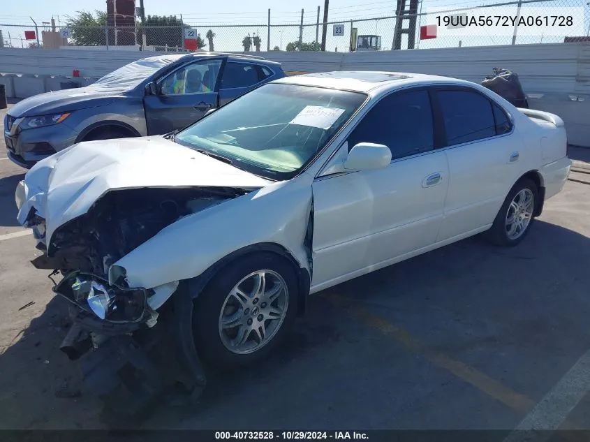 2000 Acura Tl 3.2 VIN: 19UUA5672YA061728 Lot: 40732528