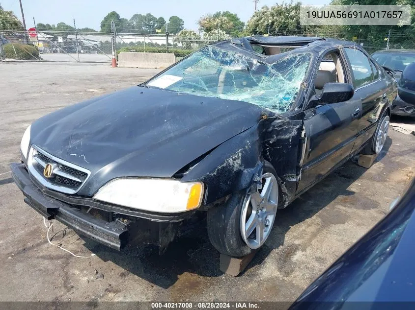 2001 Acura Tl 3.2 VIN: 19UUA56691A017657 Lot: 40217008