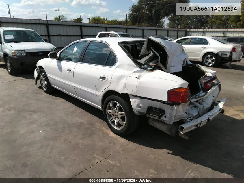 2001 Acura Tl 3.2 (A5) VIN: 19UUA56611A012694 Lot: 40744198