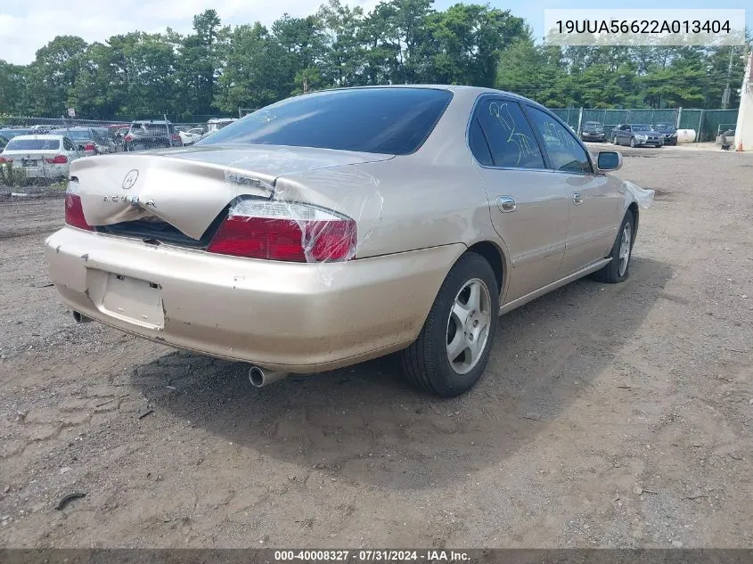 2002 Acura Tl 3.2 VIN: 19UUA56622A013404 Lot: 40008327