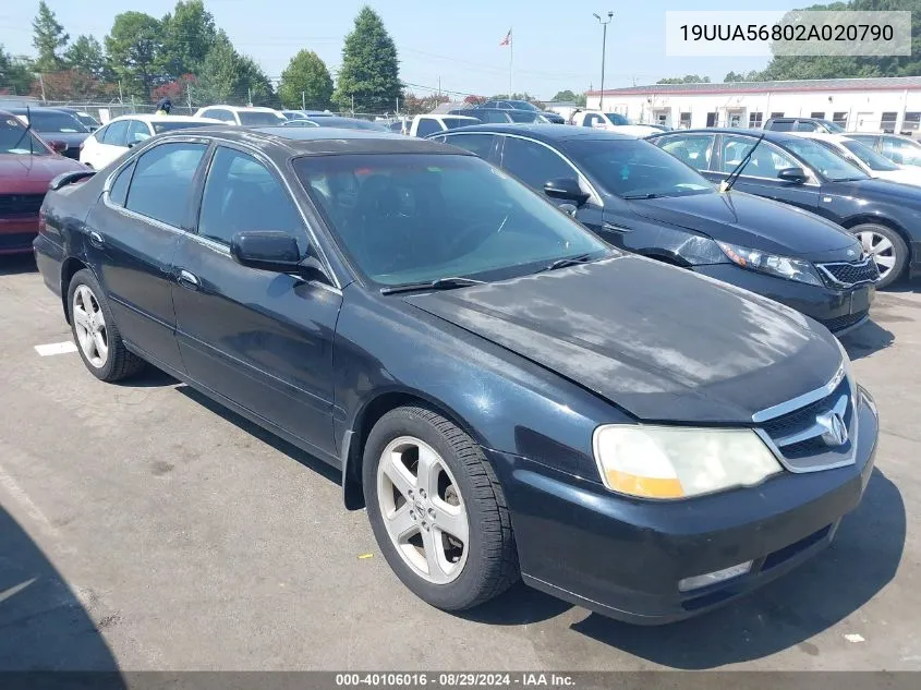 2002 Acura Tl 3.2 Type S VIN: 19UUA56802A020790 Lot: 40106016