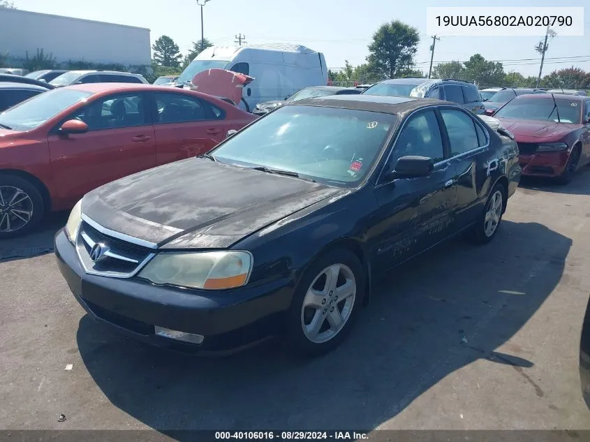 2002 Acura Tl 3.2 Type S VIN: 19UUA56802A020790 Lot: 40106016