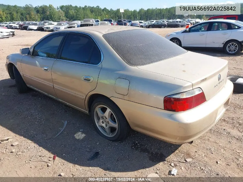 2002 Acura Tl 3.2 VIN: 19UUA56692A025842 Lot: 40239937