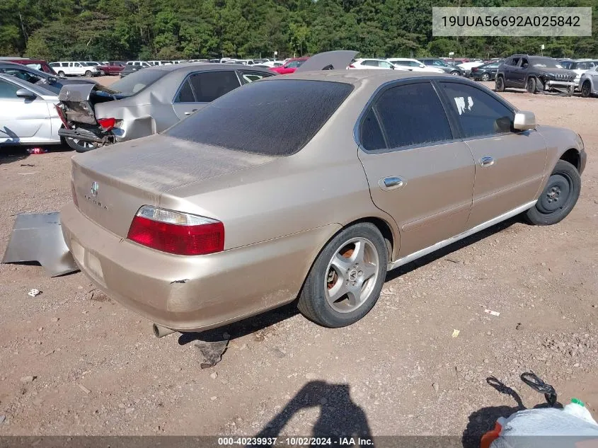 2002 Acura Tl 3.2 VIN: 19UUA56692A025842 Lot: 40239937