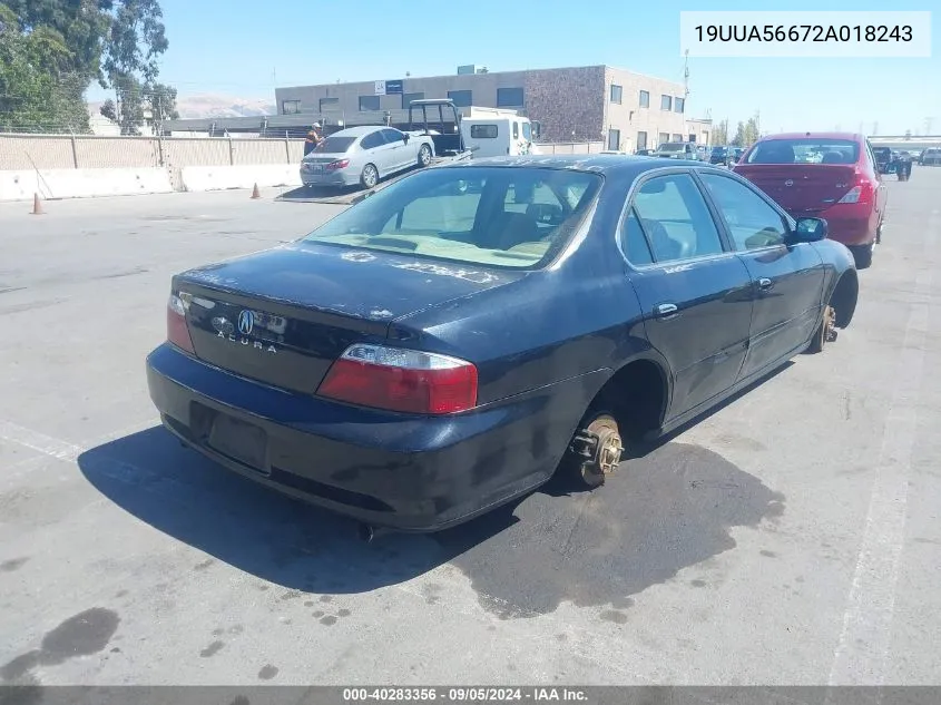 2002 Acura Tl 3.2 VIN: 19UUA56672A018243 Lot: 40283356