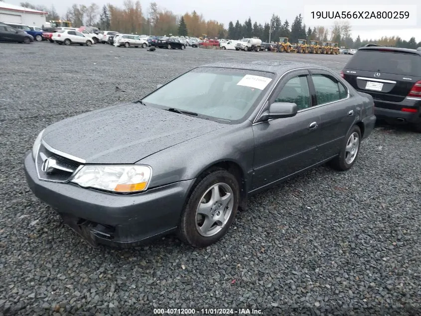 2002 Acura Tl 3.2 VIN: 19UUA566X2A800259 Lot: 40712000