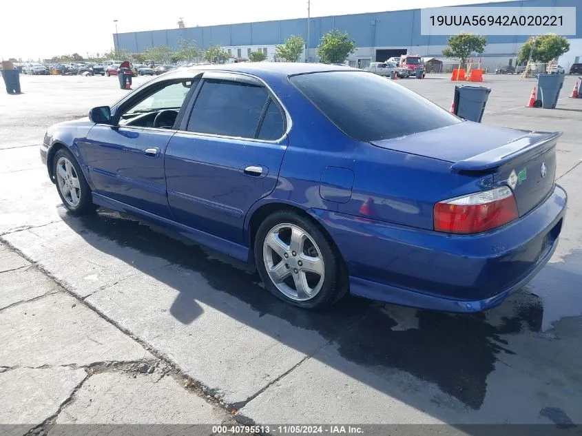 2002 Acura Tl 3.2 Type S VIN: 19UUA56942A020221 Lot: 40795513