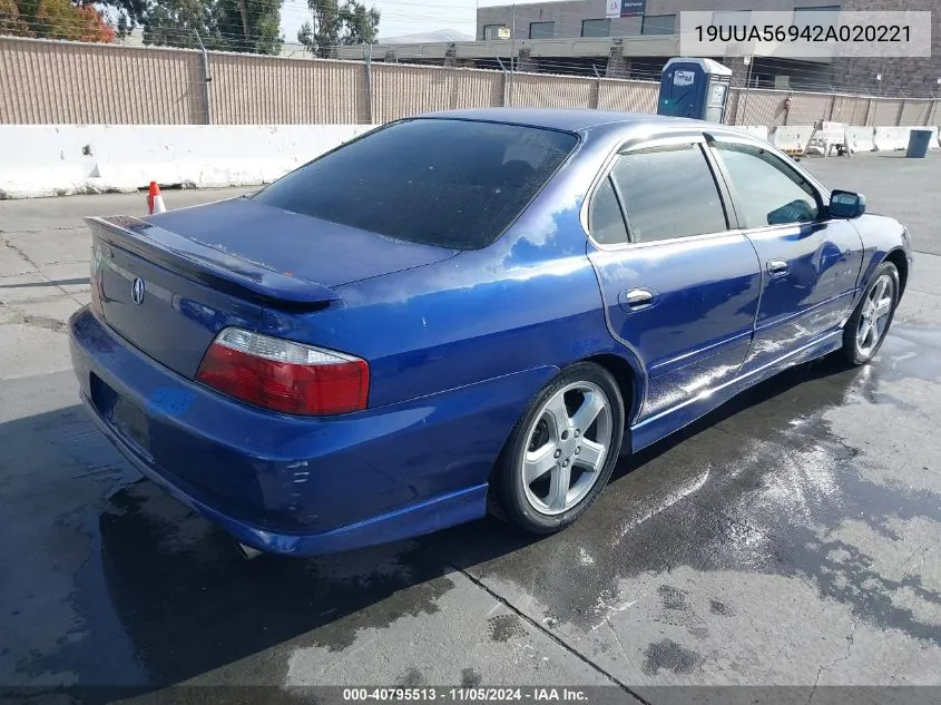 2002 Acura Tl 3.2 Type S VIN: 19UUA56942A020221 Lot: 40795513