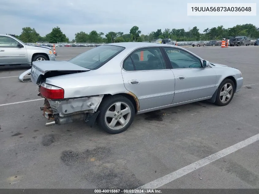 2003 Acura Tl 3.2 Type S VIN: 19UUA56873A036048 Lot: 40015867