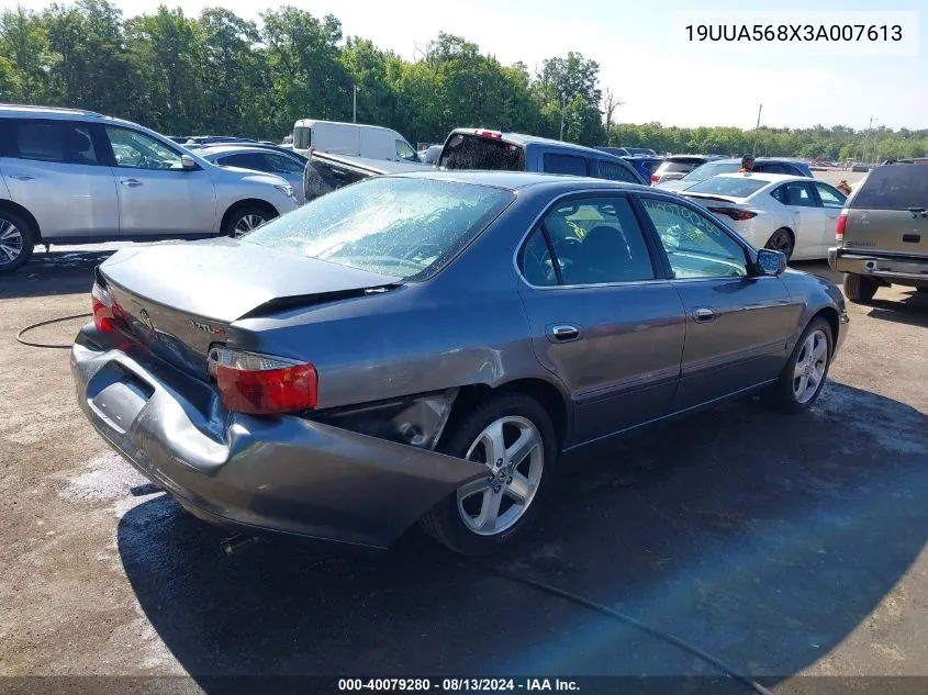 2003 Acura Tl 3.2 Type S VIN: 19UUA568X3A007613 Lot: 40079280