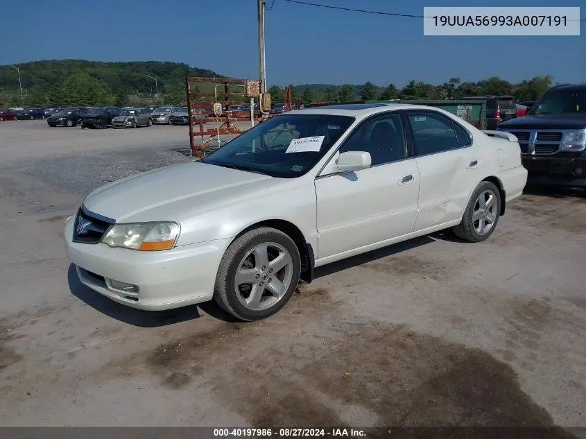 2003 Acura Tl 3.2 Type S VIN: 19UUA56993A007191 Lot: 40197986