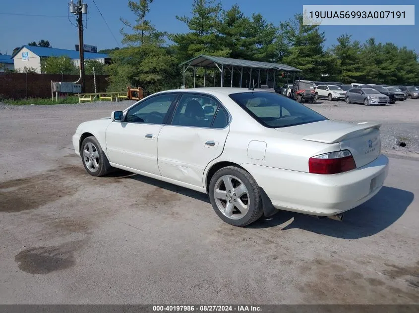 2003 Acura Tl 3.2 Type S VIN: 19UUA56993A007191 Lot: 40197986