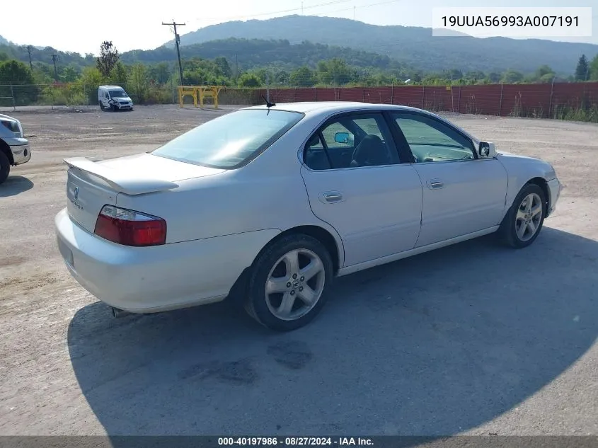 2003 Acura Tl 3.2 Type S VIN: 19UUA56993A007191 Lot: 40197986