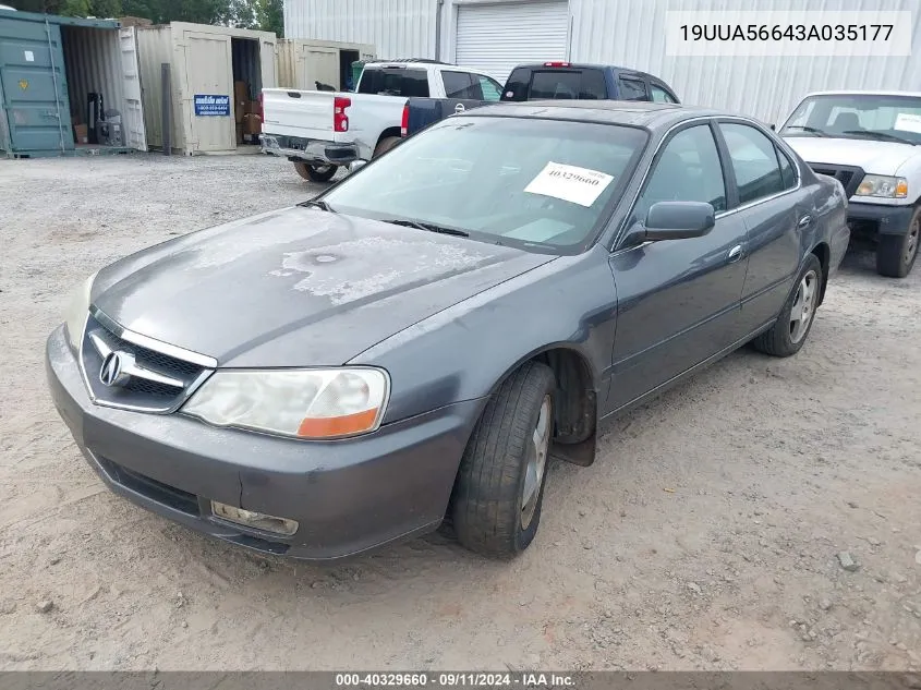 2003 Acura Tl 3.2 VIN: 19UUA56643A035177 Lot: 40329660