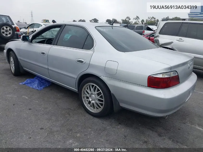 2003 Acura Tl 3.2 Type S VIN: 19UUA56913A034319 Lot: 40452260