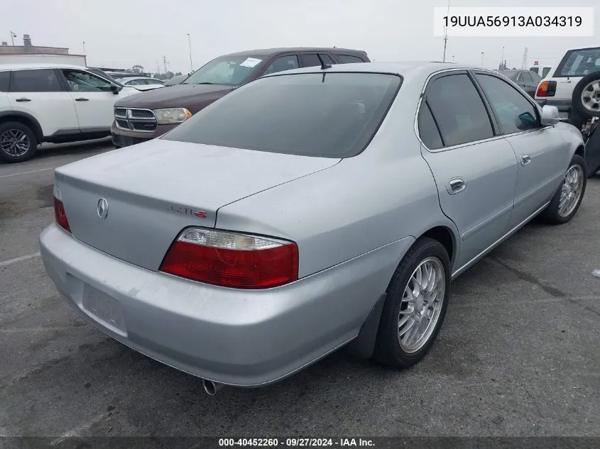 2003 Acura Tl 3.2 Type S VIN: 19UUA56913A034319 Lot: 40452260