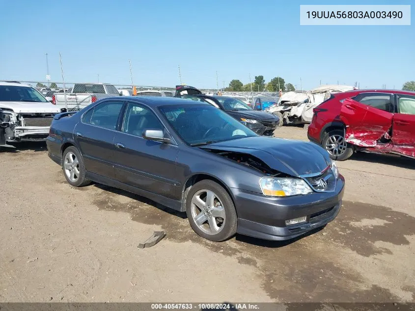 2003 Acura Tl 3.2 Type S VIN: 19UUA56803A003490 Lot: 40547633