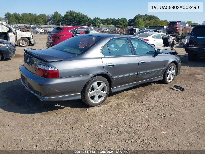 2003 Acura Tl 3.2 Type S VIN: 19UUA56803A003490 Lot: 40547633