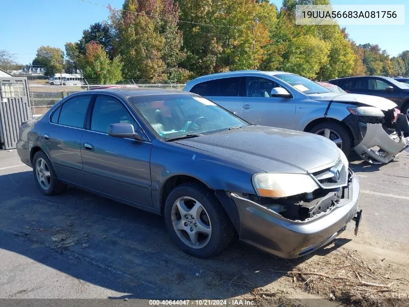 2003 Acura Tl 3.2 VIN: 19UUA56683A081756 Lot: 40644047