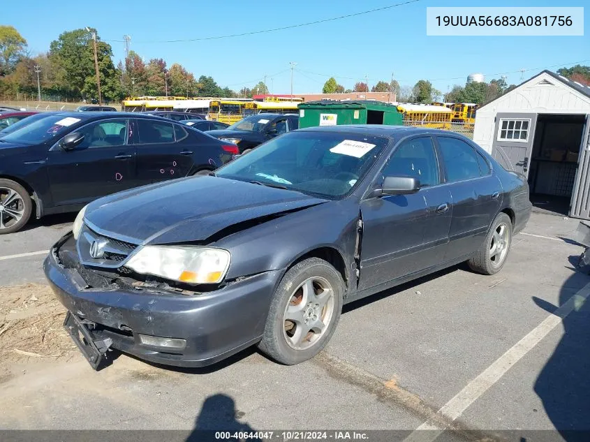 2003 Acura Tl 3.2 VIN: 19UUA56683A081756 Lot: 40644047