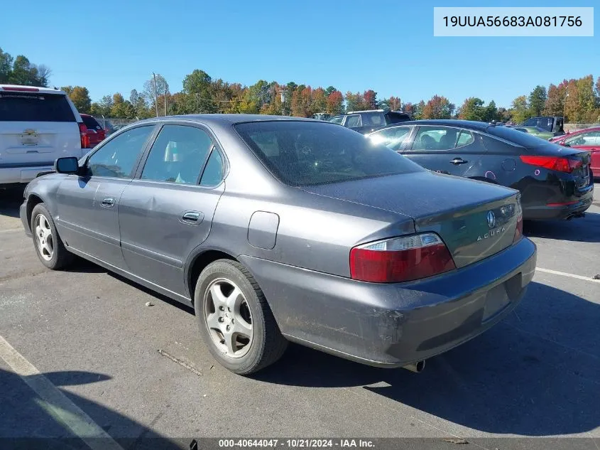 2003 Acura Tl 3.2 VIN: 19UUA56683A081756 Lot: 40644047