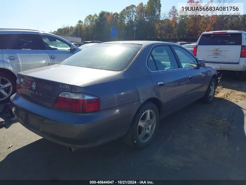 2003 Acura Tl 3.2 VIN: 19UUA56683A081756 Lot: 40644047