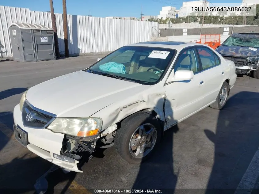 2003 Acura Tl 3.2 VIN: 19UUA56643A086632 Lot: 40687816