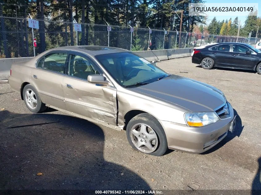 2003 Acura Tl 3.2 VIN: 19UUA56623A040149 Lot: 40795342