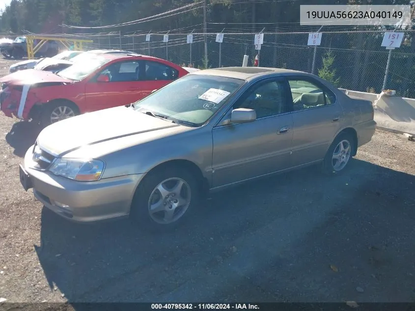 2003 Acura Tl 3.2 VIN: 19UUA56623A040149 Lot: 40795342