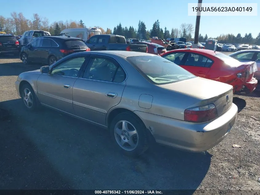 2003 Acura Tl 3.2 VIN: 19UUA56623A040149 Lot: 40795342