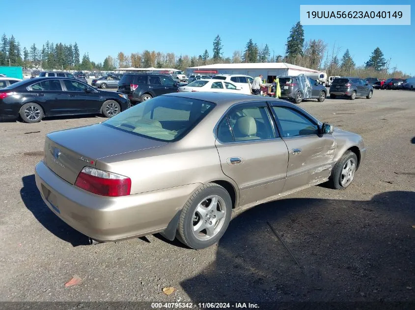 2003 Acura Tl 3.2 VIN: 19UUA56623A040149 Lot: 40795342