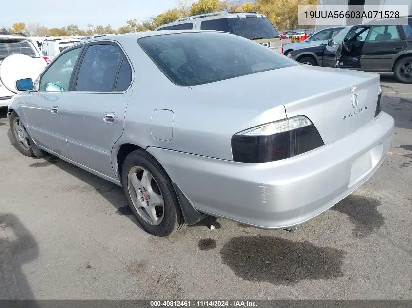 2003 Acura Tl 3.2 VIN: 19UUA56603A071528 Lot: 40812461