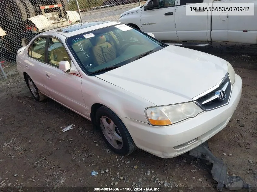 2003 Acura Tl 3.2 VIN: 19UUA56653A070942 Lot: 40814636