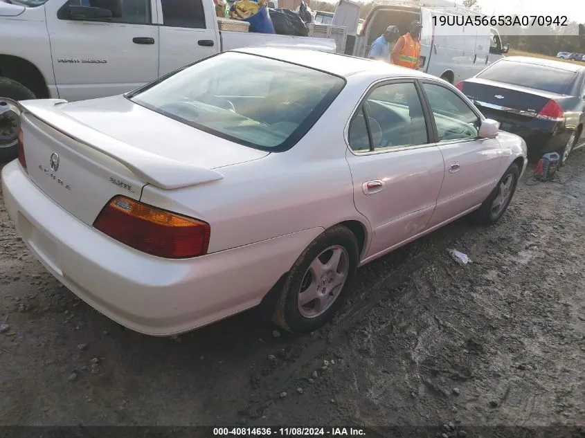 2003 Acura Tl 3.2 VIN: 19UUA56653A070942 Lot: 40814636