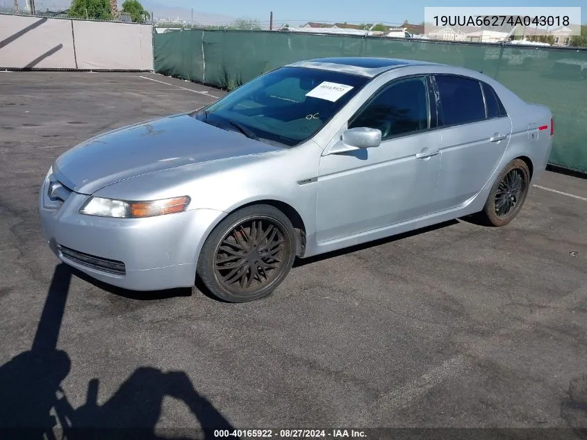 2004 Acura Tl VIN: 19UUA66274A043018 Lot: 40165922