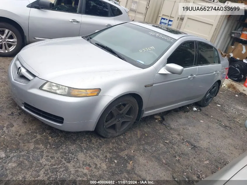 2004 Acura Tl VIN: 19UUA66274A033699 Lot: 40806652