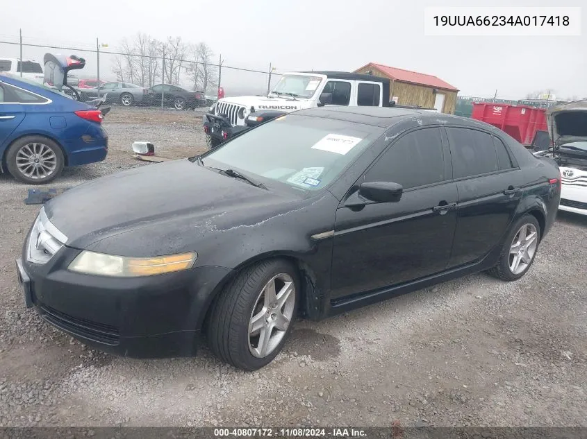 2004 Acura Tl VIN: 19UUA66234A017418 Lot: 40807172