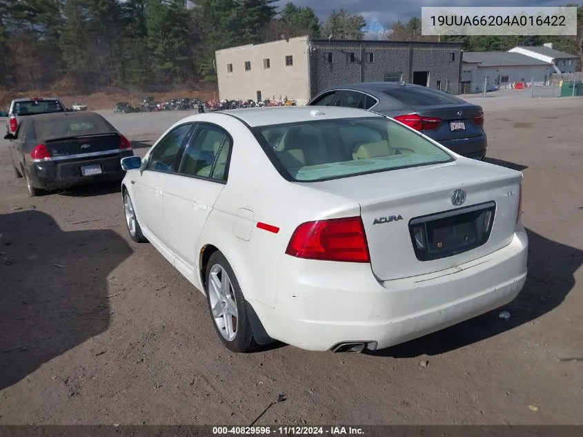 2004 Acura Tl VIN: 19UUA66204A016422 Lot: 40829596