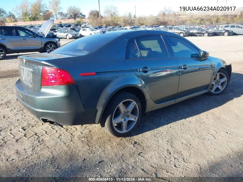 2004 Acura Tl VIN: 19UUA66234A020917 Lot: 40856413