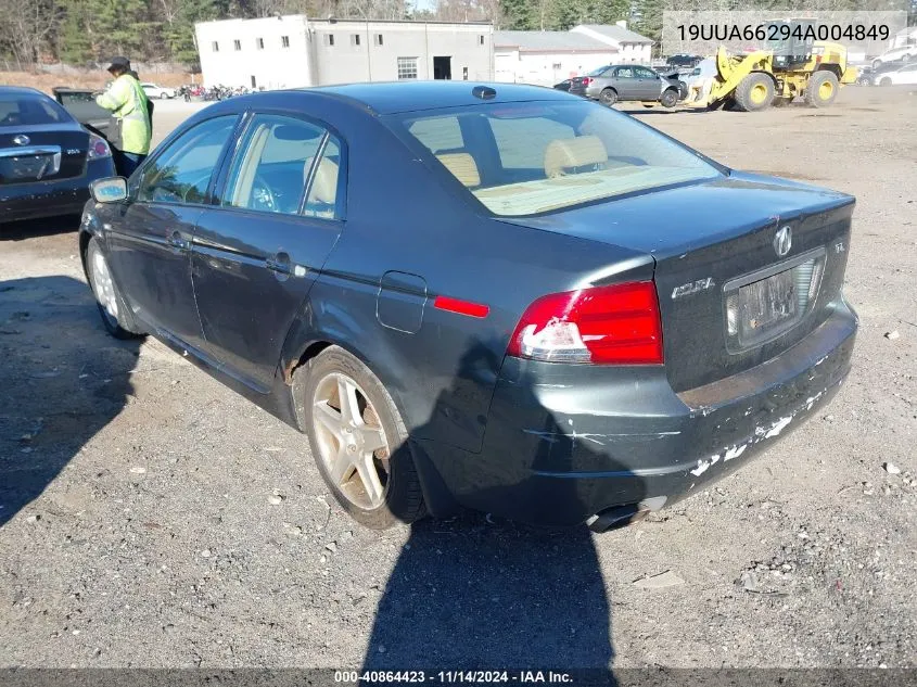 2004 Acura Tl VIN: 19UUA66294A004849 Lot: 40864423