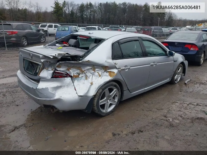 2005 Acura Tl VIN: 19UUA66285A006481 Lot: 39370764