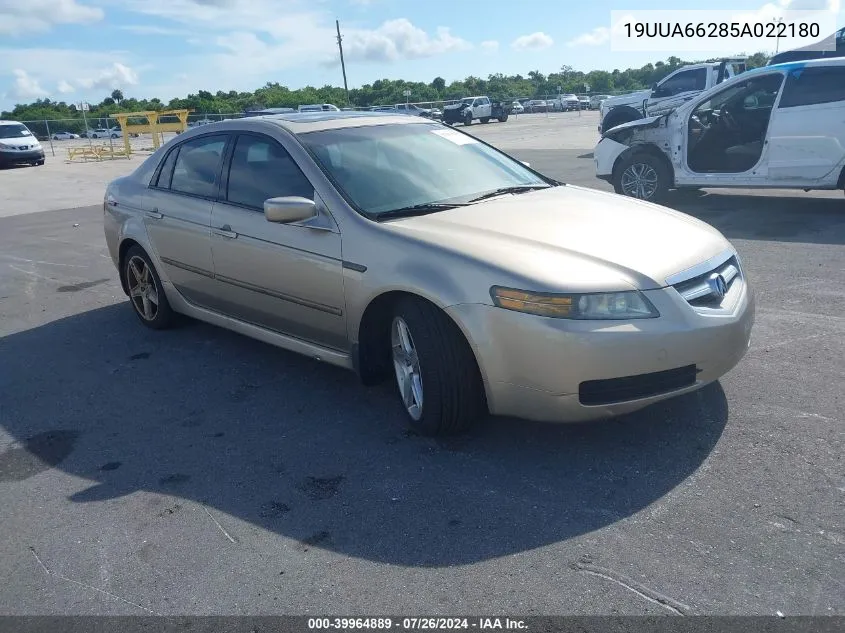 2005 Acura Tl VIN: 19UUA66285A022180 Lot: 39964889