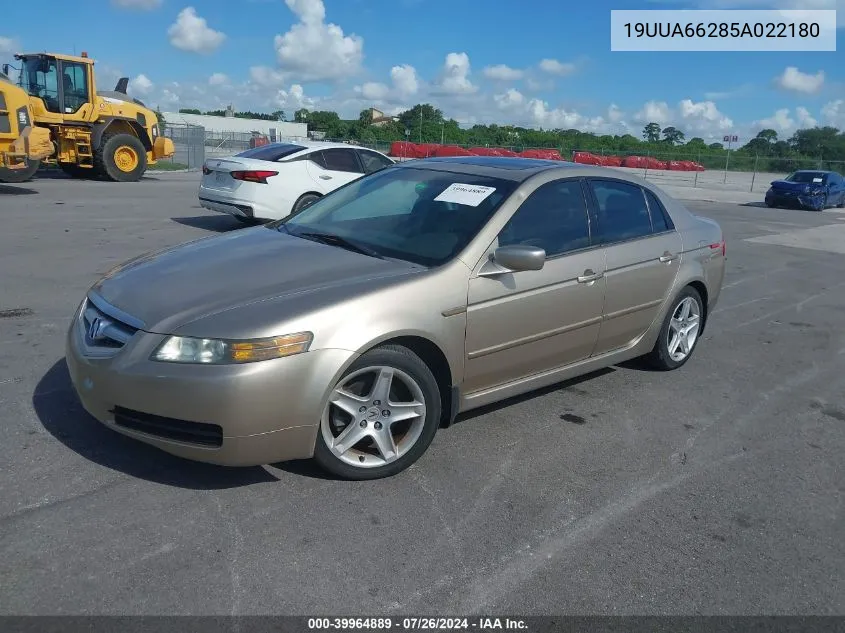 2005 Acura Tl VIN: 19UUA66285A022180 Lot: 39964889